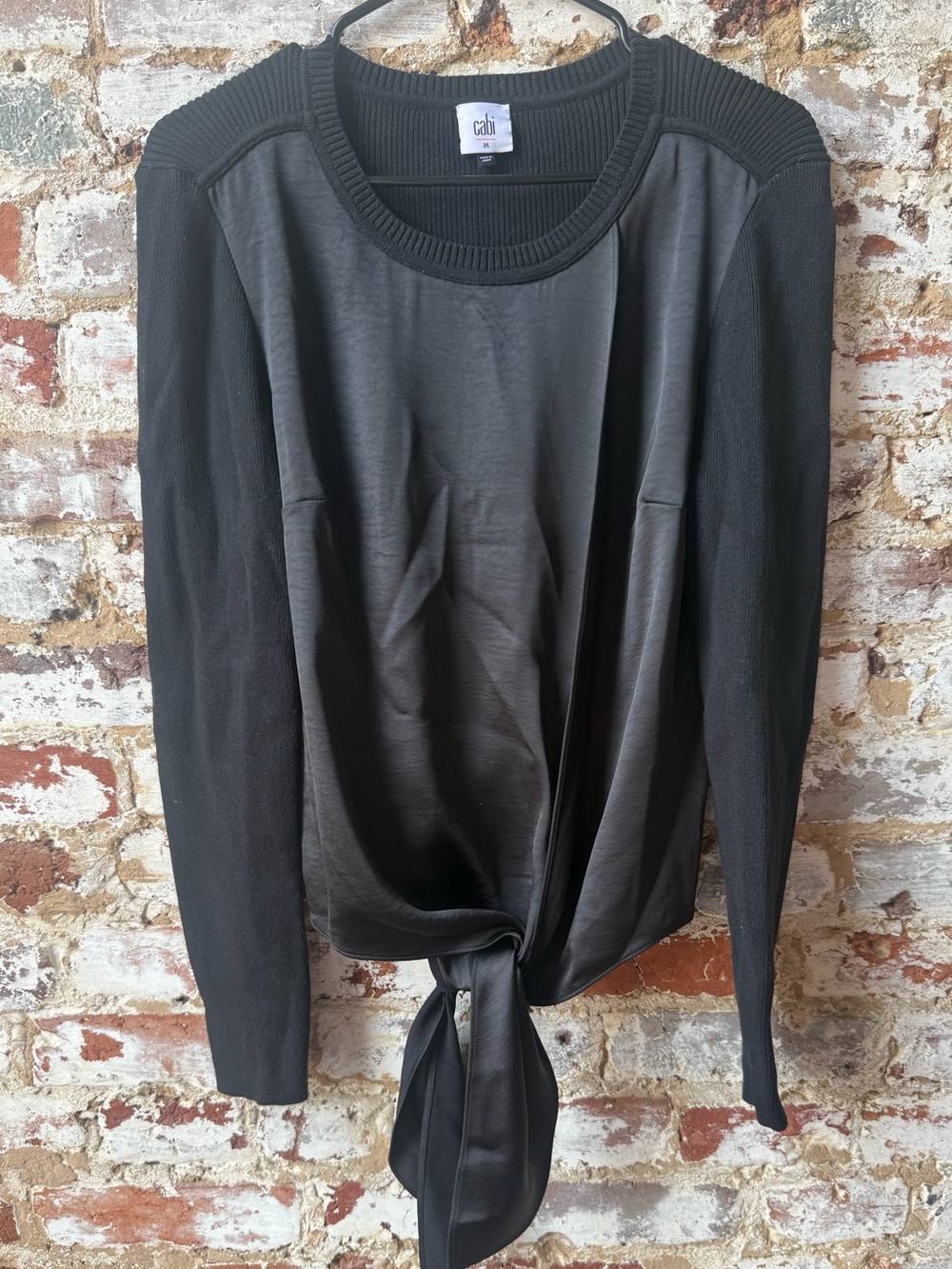 CAbi Black Long Sleeve Tie-Front Top